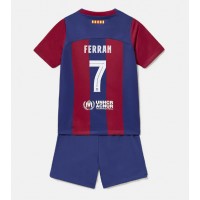 Barcelona Ferran Torres #7 Koti Peliasu Lasten 2023-24 Lyhythihainen (+ Lyhyet housut)